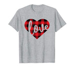 Cute Buffalo Lumberjack Plaid Heart Love Valentines Day T-Shirt