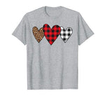 Cute Buffalo Lumberjack Plaid Leopard Valentines Day Heart T-Shirt