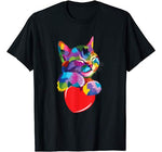 Cute Cat Gift for kitten lovers Colorful Art Kitty Adoption T-Shirt