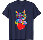 Cute Cat Gift for kitten lovers Colorful Art Kitty Adoption T-Shirt