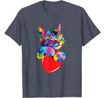 Cute Cat Gift for kitten lovers Colorful Art Kitty Adoption T-Shirt