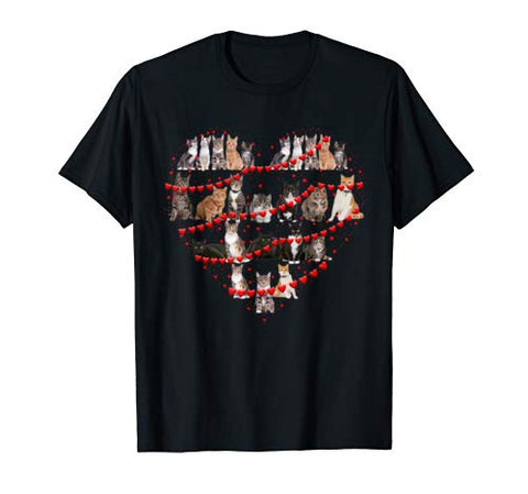 Cute Cat Valentine Heart Ornament Decor Valentines Day Gift T-Shirt