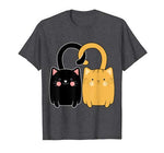 Cute Ginger Cat Black Kitten Love Valentines Day Tshirt
