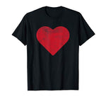 Cute Heart Valentines Day Red T Shirt Vintage Distressed