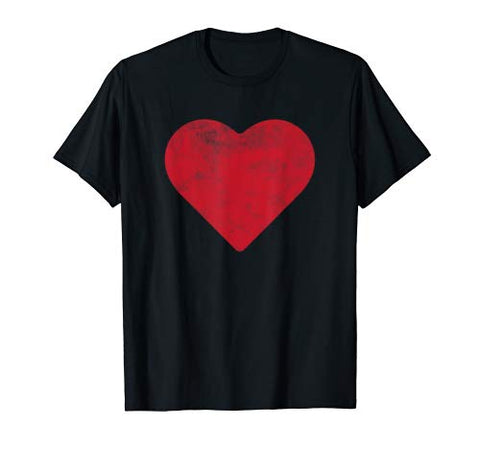 Cute Heart Valentines Day Red T Shirt Vintage Distressed
