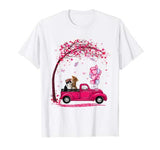 Cute Pink Truck Pickup Couple Cats Valentine’s Day Gift T-Shirt