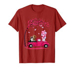 Cute Pink Truck Pickup Couple Cats Valentine’s Day Gift T-Shirt