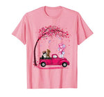 Cute Pink Truck Pickup Couple Cats Valentine’s Day Gift T-Shirt