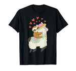 Cute Sloth Riding Llama Heart T-shirt Valentines Day Gift