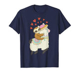 Cute Sloth Riding Llama Heart T-shirt Valentines Day Gift