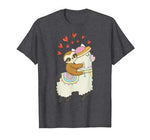 Cute Sloth Riding Llama Heart T-shirt Valentines Day Gift