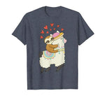 Cute Sloth Riding Llama Heart T-shirt Valentines Day Gift