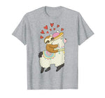 Cute Sloth Riding Llama Heart T-shirt Valentines Day Gift
