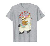 Cute Sloth Riding Llama Heart T-shirt Valentines Day Gift
