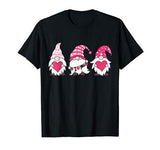 Cute Three Gnomes Holding Hearts Valentines TShirt Gift T-Shirt
