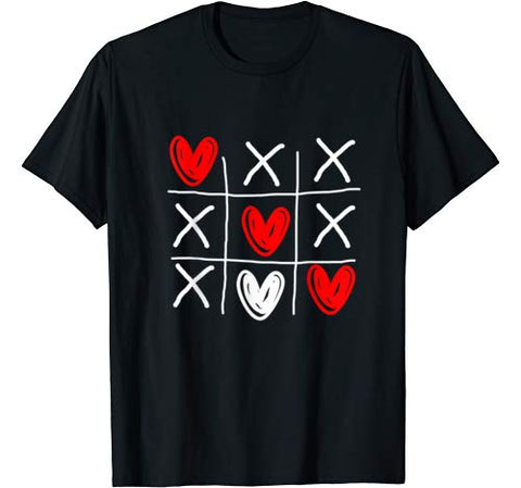 Cute Tic Tac Toe Hearts Valentines Day T-Shirt