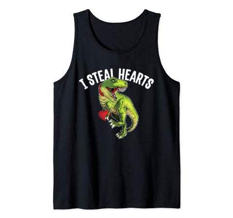 Cute Valentines Gift for boy kids -I Steal Hearts Dinosaur Tank Top