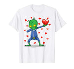 Dabbing Alien Red Heart Love Valentine’s Day Gift Boys Girls T-Shirt