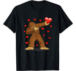 Dabbing Bigfoot Red Heart Love Valentine’s Day Gift Boy Girl T-Shirt
