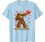 Dabbing Bigfoot Red Heart Love Valentine’s Day Gift Boy Girl T-Shirt
