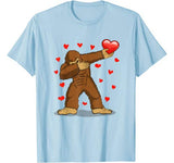 Dabbing Bigfoot Red Heart Love Valentine’s Day Gift Boy Girl T-Shirt