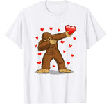 Dabbing Bigfoot Red Heart Love Valentine’s Day Gift Boy Girl T-Shirt