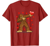 Dabbing Bigfoot Red Heart Love Valentine’s Day Gift Boy Girl T-Shirt