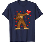 Dabbing Bigfoot Red Heart Love Valentine’s Day Gift Boy Girl T-Shirt