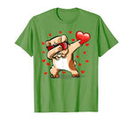 Dabbing Bulldog Sunglasses Valentine’s Day Heart Boys Girls T-Shirt