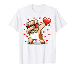 Dabbing Bulldog Sunglasses Valentine’s Day Heart Boys Girls T-Shirt