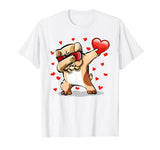 Dabbing Bulldog Sunglasses Valentine’s Day Heart Boys Girls T-Shirt
