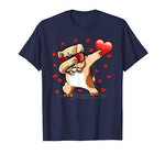 Dabbing Bulldog Sunglasses Valentine’s Day Heart Boys Girls T-Shirt
