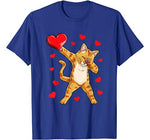 Dabbing Cat Heart Valentines Day Girls Kitty Kitten Lover T-Shirt