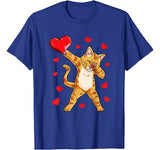 Dabbing Cat Heart Valentines Day Girls Kitty Kitten Lover T-Shirt