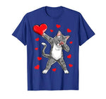 Dabbing Cat Heart Valentines Day Girls Kitty Kitten Lover T-Shirt