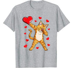 Dabbing Cat Heart Valentines Day Girls Kitty Kitten Lover T-Shirt