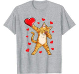 Dabbing Cat Heart Valentines Day Girls Kitty Kitten Lover T-Shirt
