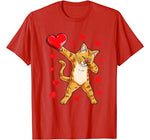 Dabbing Cat Heart Valentines Day Girls Kitty Kitten Lover T-Shirt