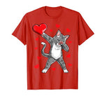 Dabbing Cat Heart Valentines Day Girls Kitty Kitten Lover T-Shirt