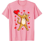 Dabbing Cat Heart Valentines Day Girls Kitty Kitten Lover T-Shirt