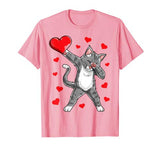 Dabbing Cat Heart Valentines Day Girls Kitty Kitten Lover T-Shirt