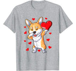 Dabbing Corgi Heart Valentines Day Boys Kids Love Dog Lover T-Shirt