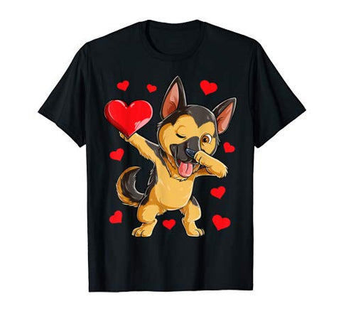 Dabbing German Shepherd Heart Valentines Day Boys Love Dog T-Shirt