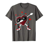Dabbing Heart Funny Buffalo Plaid Valentines Day Kids gift T-Shirt