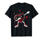 Dabbing Heart Funny Buffalo Plaid Valentines Day Kids gift T-Shirt