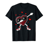 Dabbing Heart Funny Buffalo Plaid Valentines Day Kids gift T-Shirt