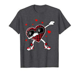 Dabbing Heart Funny Buffalo Plaid Valentines Day Kids gift T-Shirt