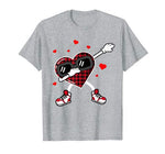 Dabbing Heart Funny Buffalo Plaid Valentines Day Kids gift T-Shirt