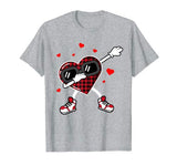 Dabbing Heart Funny Buffalo Plaid Valentines Day Kids gift T-Shirt