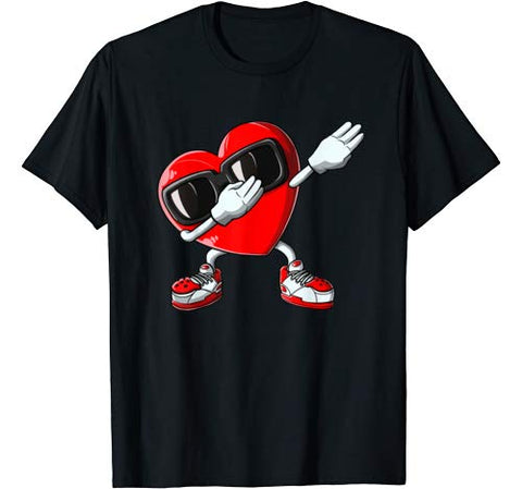 Dabbing Heart Valentines Day Boys Kids Love Dab Dance Gifts T-Shirt